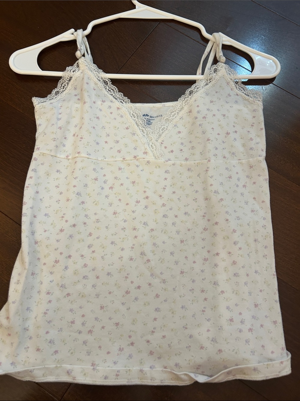 Brandy Melville White Floral Lace-Trim Cami